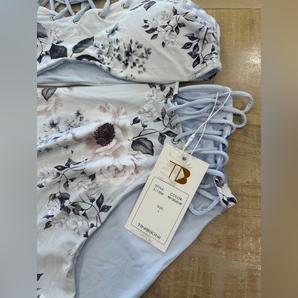 TINIBIKINI Reversible string halter bikini NWT L swim top and bottom - Picture 5 of 9
